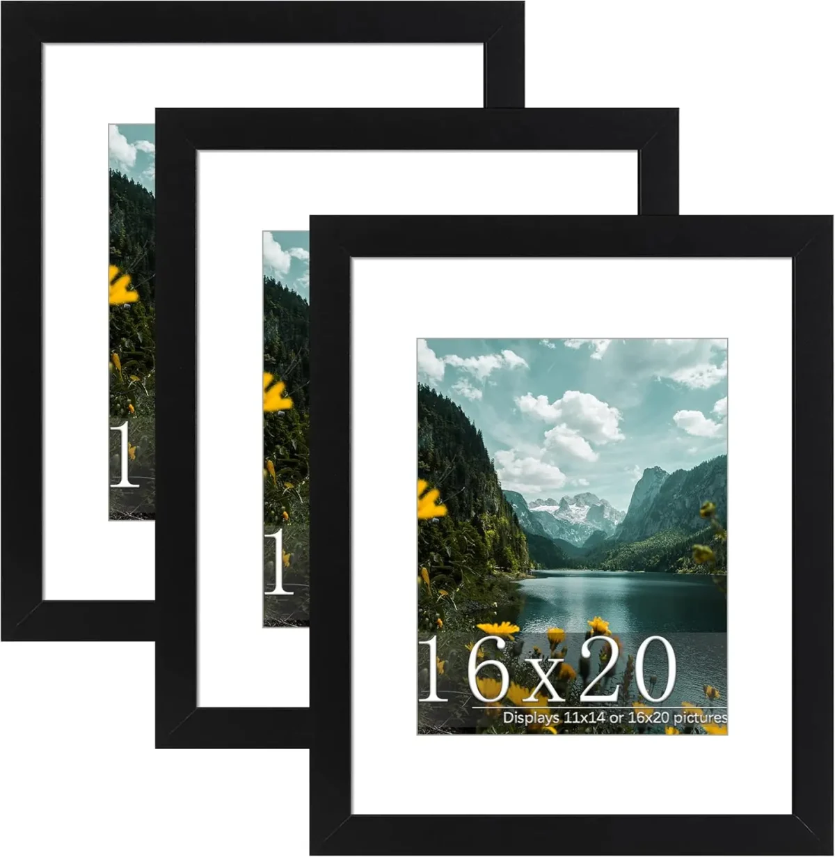 kf S593ba8bbb26245dfa1f26202159b204dI Versatile 16x20 Black Picture Frame Set - 3 Pack