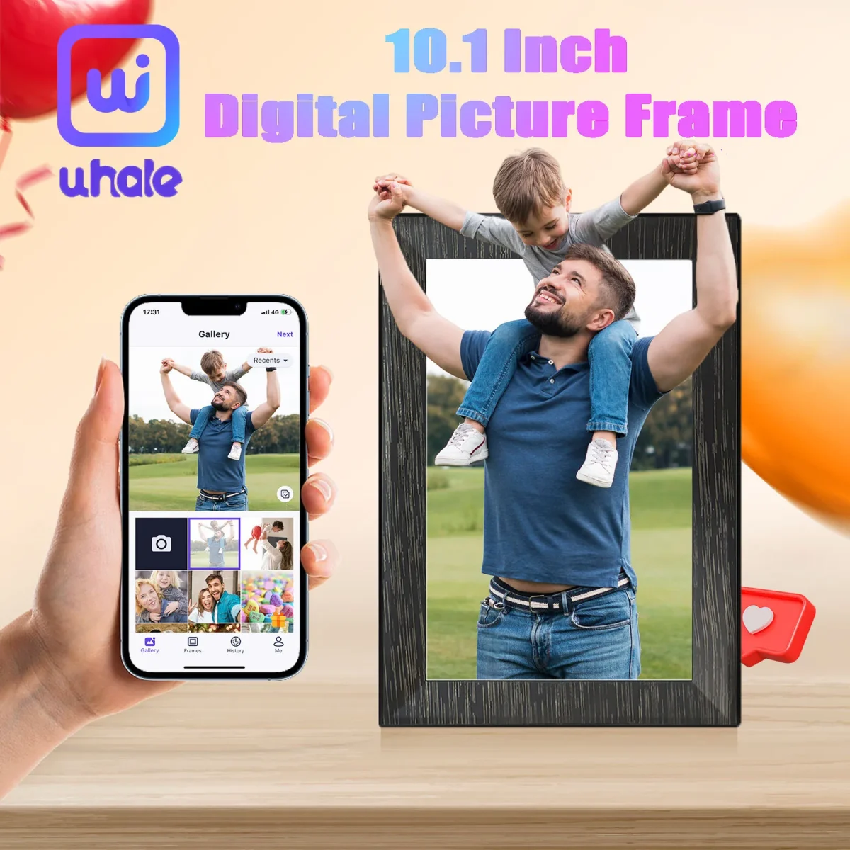kf S8b0871da58504a6892cfae6c6f9a7992Q 10.1-Inch Smart WiFi Digital Photo Frame with 32GB Storage and Touch Screen