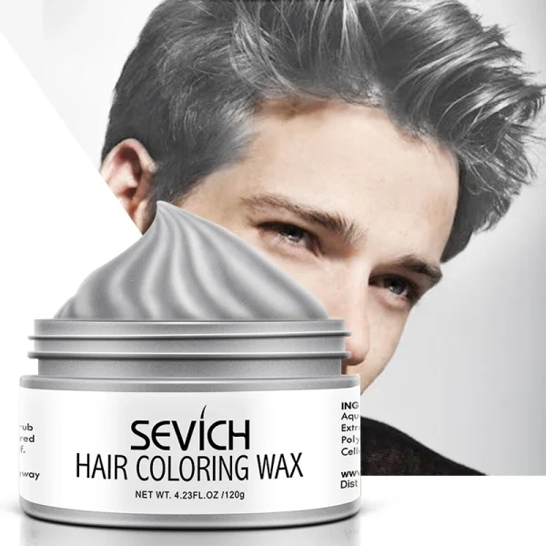 Sevich Temporary Hair Color Wax for Men - Silver Grey Styling Gel 120g - Image 4