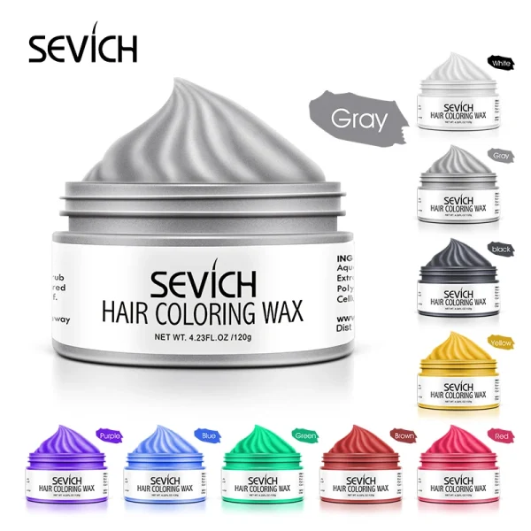Sevich Temporary Hair Color Wax for Men - Silver Grey Styling Gel 120g - Image 3