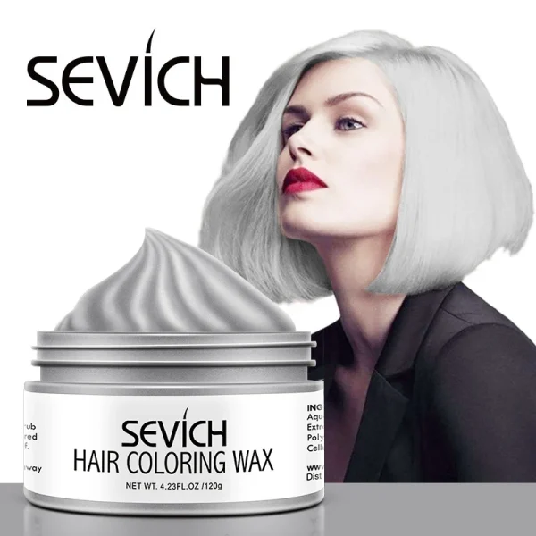 Sevich Temporary Hair Color Wax for Men - Silver Grey Styling Gel 120g - Image 2