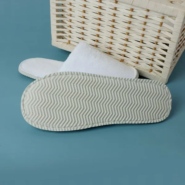 White Cotton Disposable Slippers for Men and Women Hotel Travel Sandals - Image 3