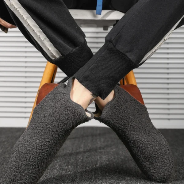 Warm High Top Cotton Slippers for Men Lightweight Indoor Winter Shoes - Image 7