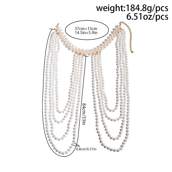 Ingemark 2024 Bridal White Imitation Pearl Shoulder Chain Necklace - Image 4