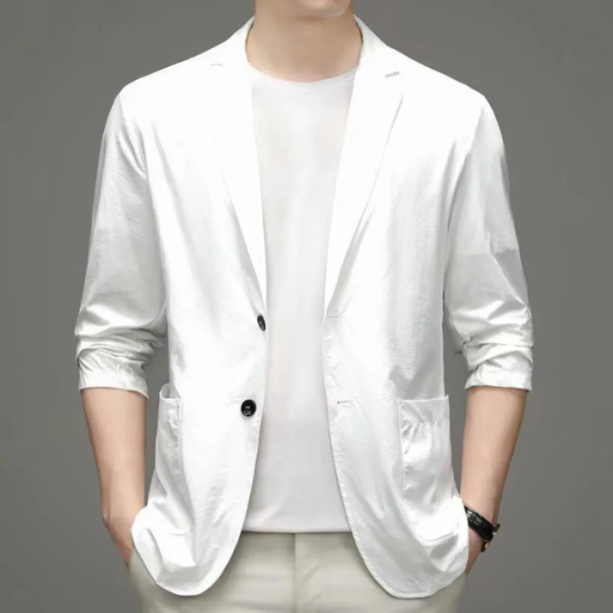 kf S165d2085e4c8445bae39de82c2f570e8K Men's Formal Blazers for Business Parties Autumn Solid Color Jackets