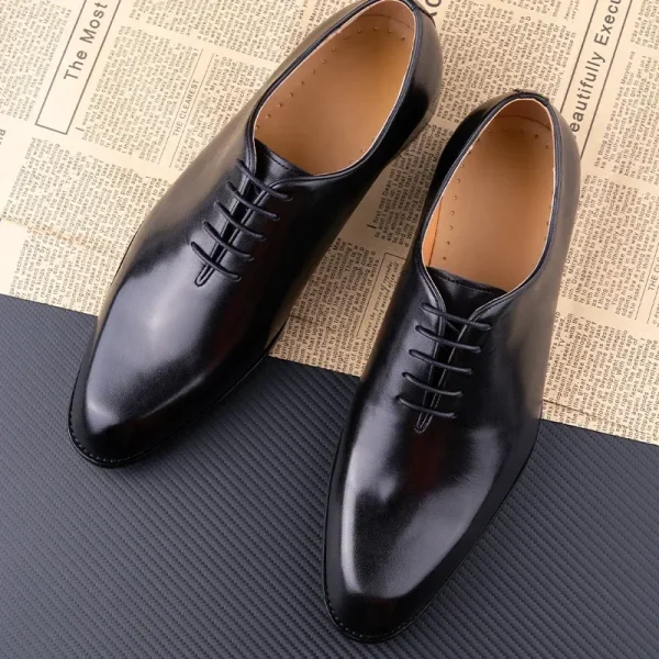 Handmade Men's Leather Oxford Shoes Comfortable Casual Business Black Coffee - Image 5