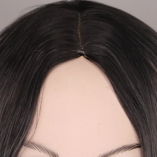 Women’s Heat Resistant Long Wavy Ombre Black Gray Wig - Natural & Breathable Synthetic Hair - Image 2