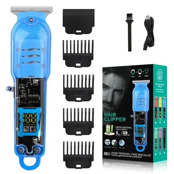 Rechargeable Professional Hair Clippers for Men Transparent Design - Image 6
