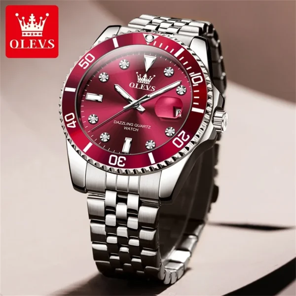  Luxury Men's Analog Quartz Watch with One-Way Timing Bezel - Image 2