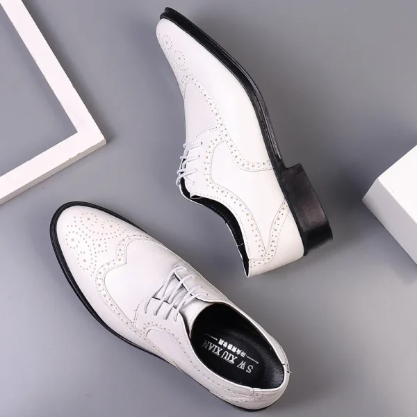 Handcrafted Men's Oxford Brogue Shoes in Genuine Calfskin Leather - Image 4