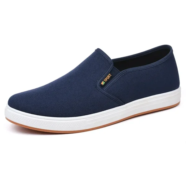Men's Casual Canvas Slip-On Sneakers Comfortable Black Loafers Trainers - Image 5