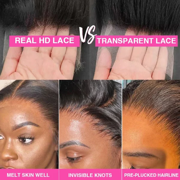 HD Transparent Body Wave Lace Front Wig 200 Density Human Hair - Image 4