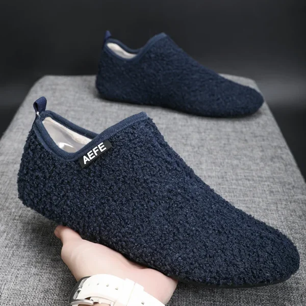 Warm Lightweight Cotton Slippers for Men Plush Winter Home Loafers - Image 5