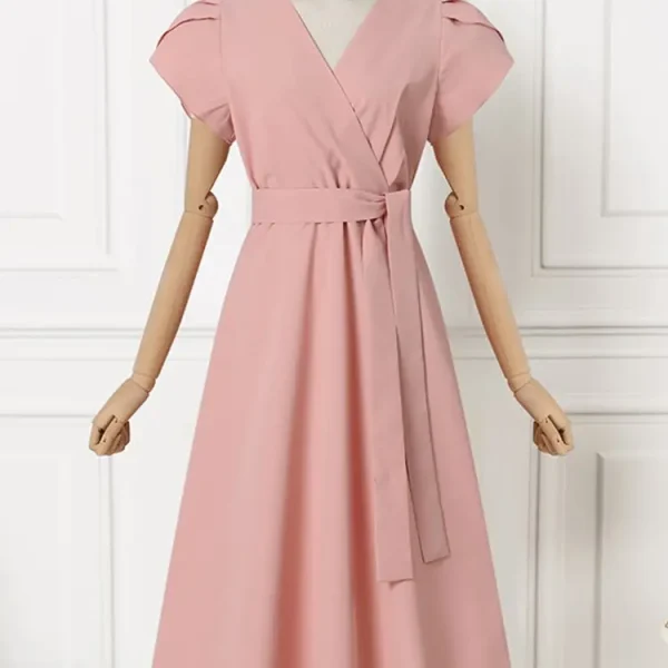 ZANZEA Elegant Summer Short Sleeve A-Line Dress in Multiple Colors and Sizes - Image 5