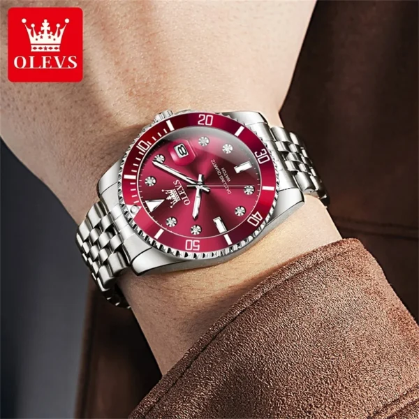  Luxury Men's Analog Quartz Watch with One-Way Timing Bezel - Image 6