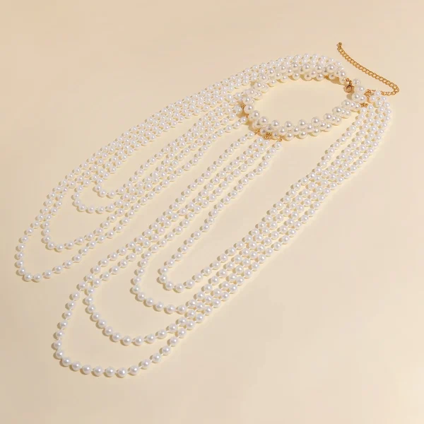 Ingemark 2024 Bridal White Imitation Pearl Shoulder Chain Necklace - Image 6