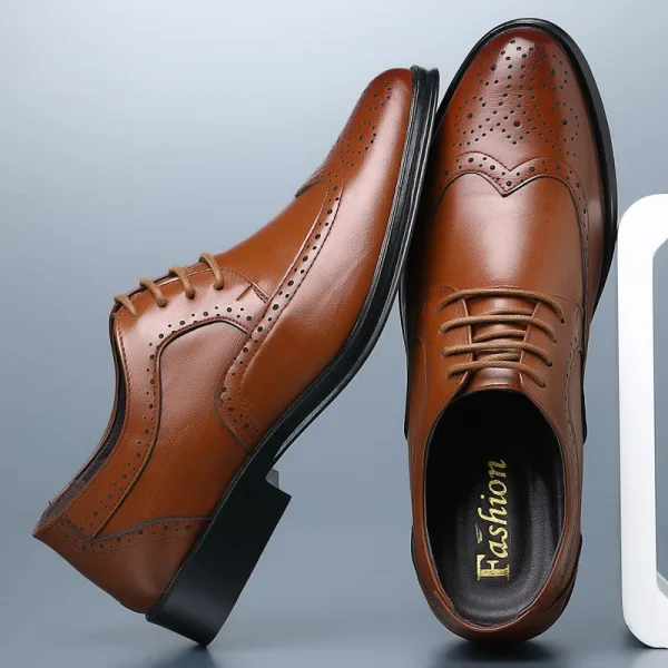 Handcrafted Men's Oxford Brogue Shoes in Genuine Calfskin Leather - Image 2