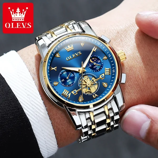  2856 Men's Quartz Flywheel Skeleton Chronograph Moon Phase Watch - Stylish Timepiece for Every Occasion - Image 3