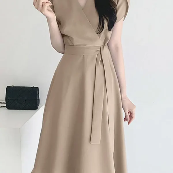 ZANZEA Elegant Summer Short Sleeve A-Line Dress in Multiple Colors and Sizes - Image 2