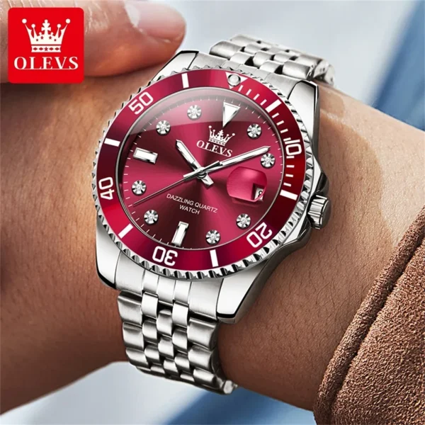  Luxury Men's Analog Quartz Watch with One-Way Timing Bezel - Image 4