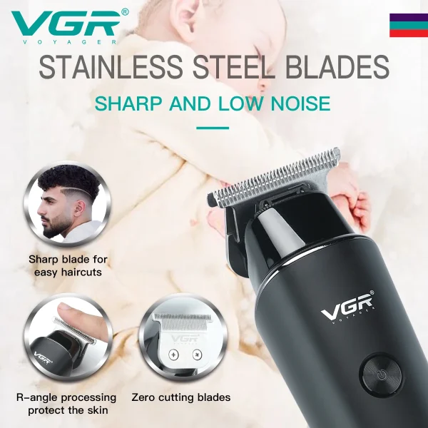 VGR V937 Professional Cordless Hair Trimmer with LED Display Rechargeable - Image 3