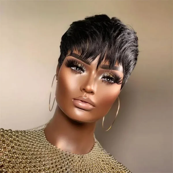 Short Straight Bob Wig with Bangs for Black Women Brazilian Virgin Hair - Image 2