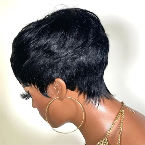 Short Straight Bob Wig with Bangs for Black Women Brazilian Virgin Hair - Image 4