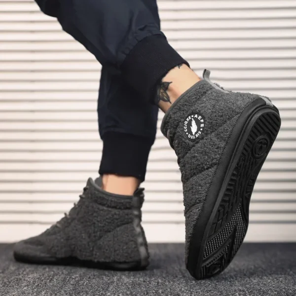 Warm Lightweight High Top Cotton Slippers for Men Winter Indoor Use - Image 3