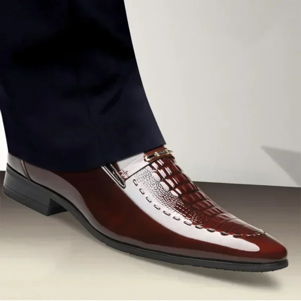 Men's Crocodile Pattern Leather Dress Shoes for Stylish Office Wear - Image 5