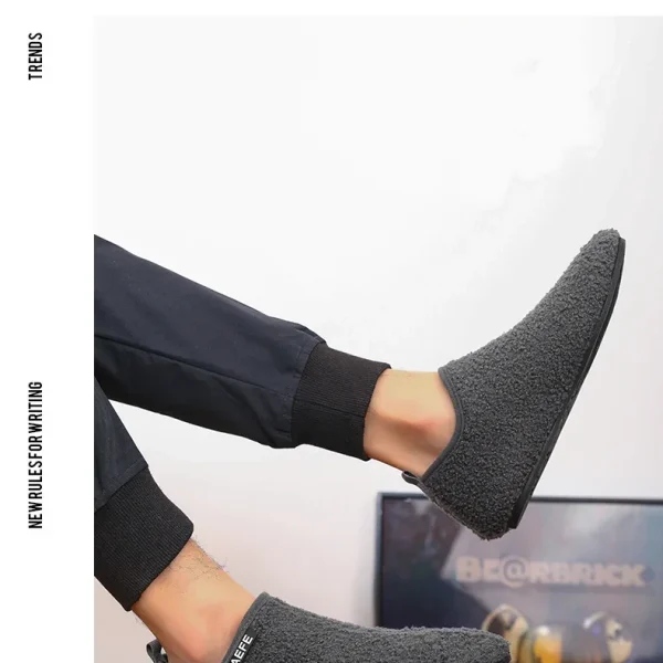 Warm Lightweight Cotton Slippers for Men Plush Winter Home Loafers - Image 3