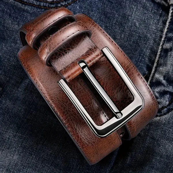 High Quality Genuine Leather Men's Buckle Jeans Casual Belts Fashion - Image 2