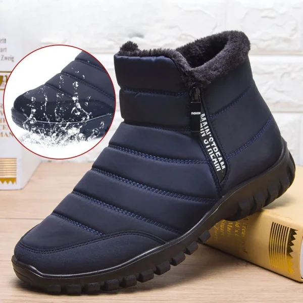 Men's Waterproof Winter Snow Boots with Double Zipper and Plush Lining - Image 4