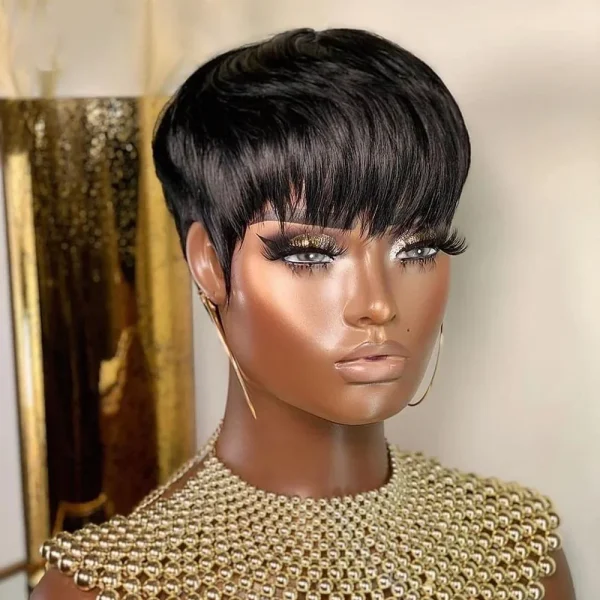 Short Straight Bob Wig with Bangs for Black Women Brazilian Virgin Hair - Image 3
