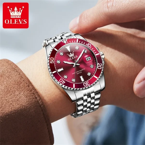  Luxury Men's Analog Quartz Watch with One-Way Timing Bezel - Image 3