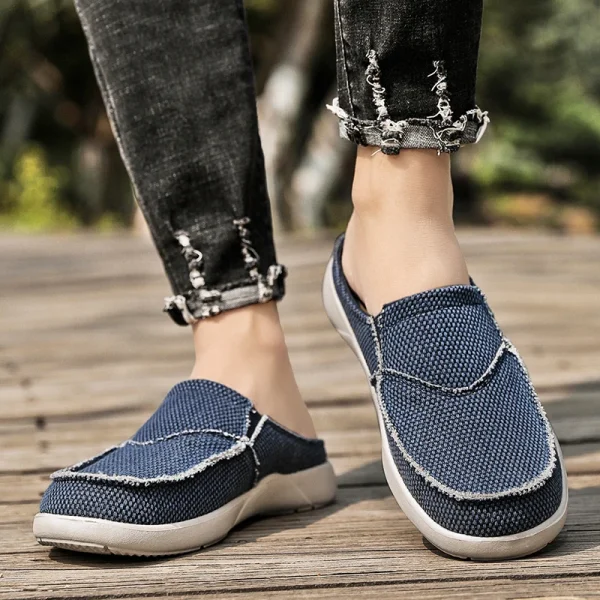 Lightweight Summer Men Slippers Classic Slip-on Canvas Casual Loafers - Image 3