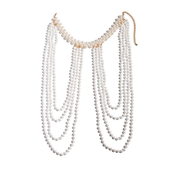 Ingemark 2024 Bridal White Imitation Pearl Shoulder Chain Necklace - Image 5