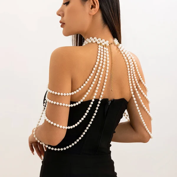 Ingemark 2024 Bridal White Imitation Pearl Shoulder Chain Necklace - Image 3