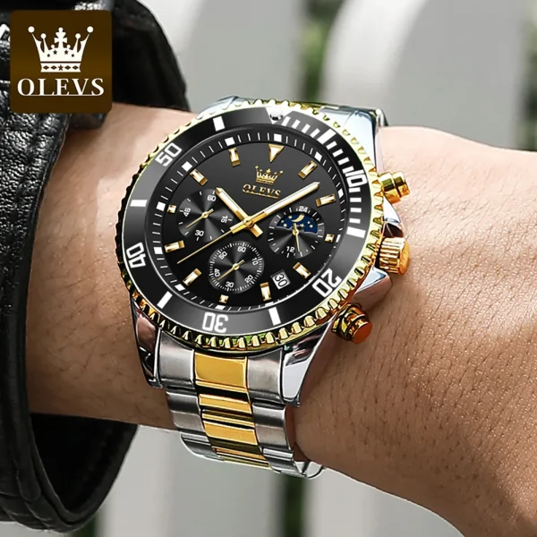  Men's Luxury Waterproof Quartz Watch with Luminous Moon Phase Date - Image 2