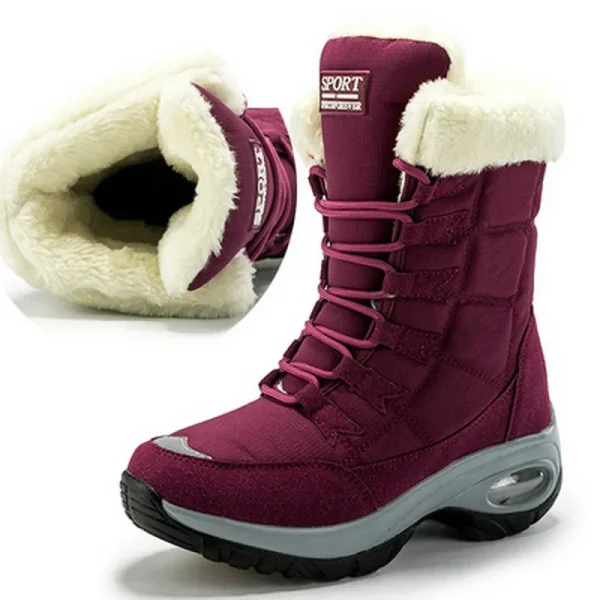 Winter Thigh High Waterproof Platform Boots for Women in Beige Black Red - Image 3