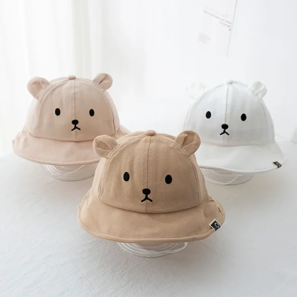 Cute Bear Baby Bucket Hat with Ears for Boys and Girls - Cotton Sun Protection - Image 3