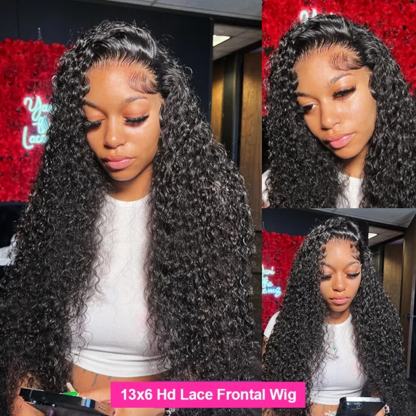 Kinky Curly Deep Wave 13x6 HD Lace Frontal Human Hair Wig for Women - Image 2
