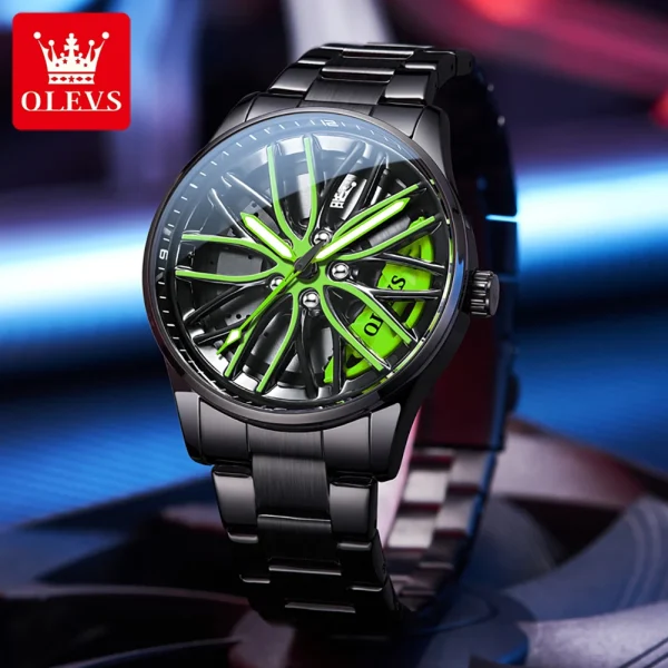  9937 Men's Waterproof Quartz Watch with Rotatable Hub Dial Luminous - Image 5