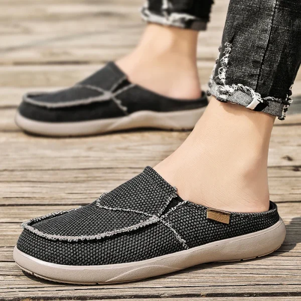 Lightweight Summer Men Slippers Classic Slip-on Canvas Casual Loafers - Image 2