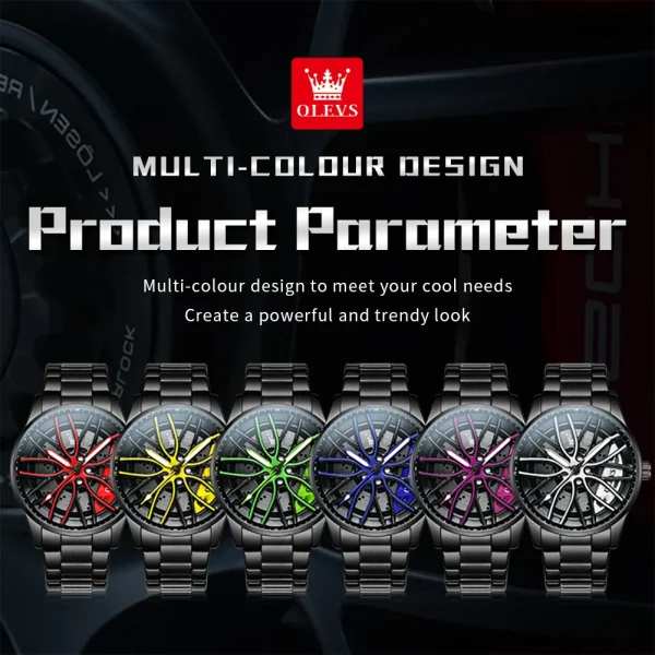  9937 Men's Waterproof Quartz Watch with Rotatable Hub Dial Luminous - Image 6