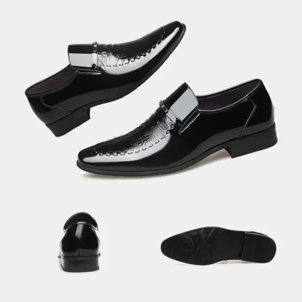 Men's Crocodile Pattern Leather Dress Shoes for Stylish Office Wear - Image 3