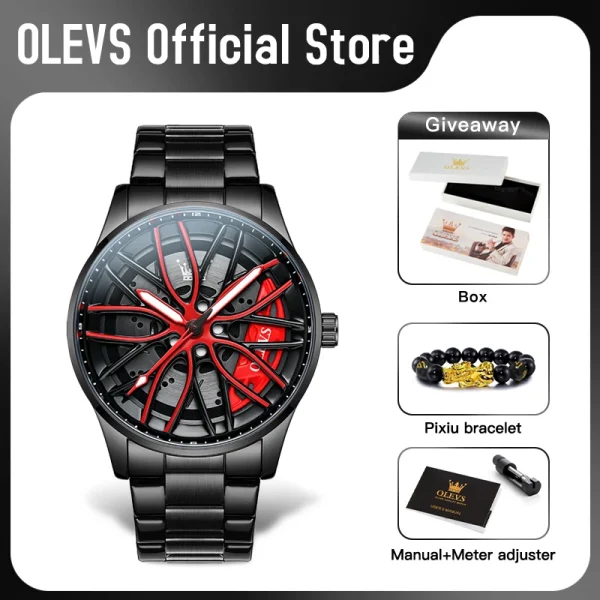  9937 Men's Waterproof Quartz Watch with Rotatable Hub Dial Luminous - Image 2