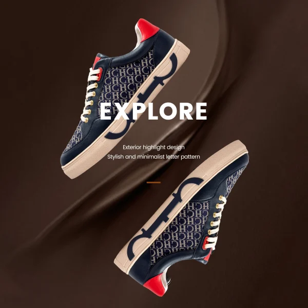 Luxury Men's Casual Lace-Up Shoes Breathable Comfortable Monogrammed - Image 2