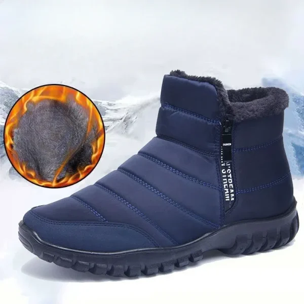Men's Waterproof Winter Snow Boots with Double Zipper and Plush Lining - Image 6