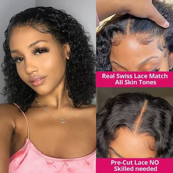 Glueless Water Wave Bob Lace Wig for Women - Ready to Wear Human Hair - Image 4