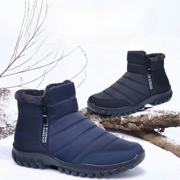 Men's Waterproof Winter Snow Boots with Double Zipper and Plush Lining - Image 2